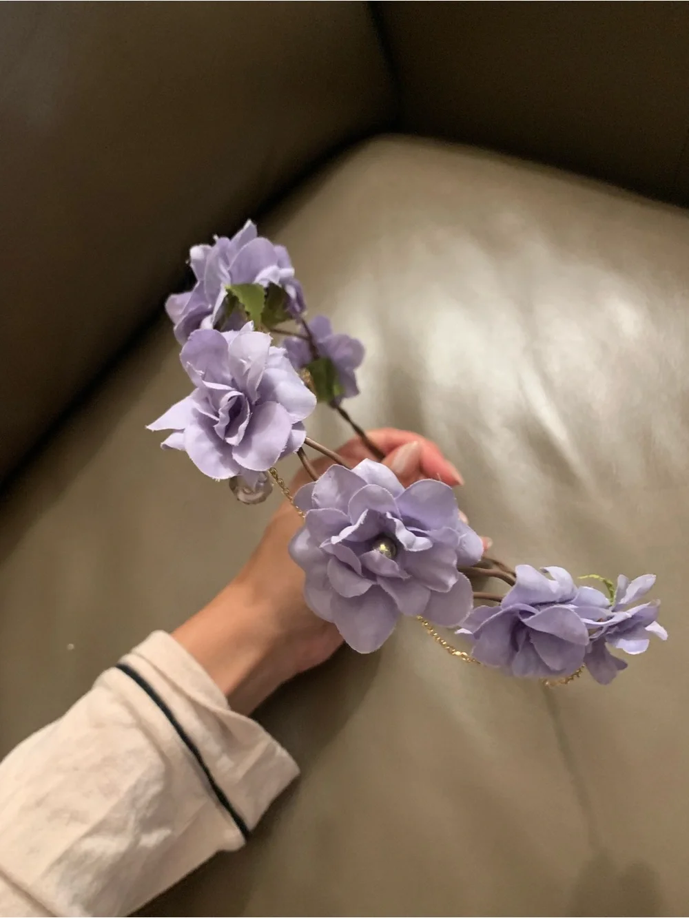 Claire's Lavender Floral 🪻Halo with Gold 💛Accent Chain